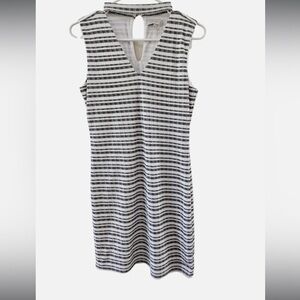 Revolve 1. STATE Ribbed Bodycon Stretch Black & White Striped Choker Dress Med
